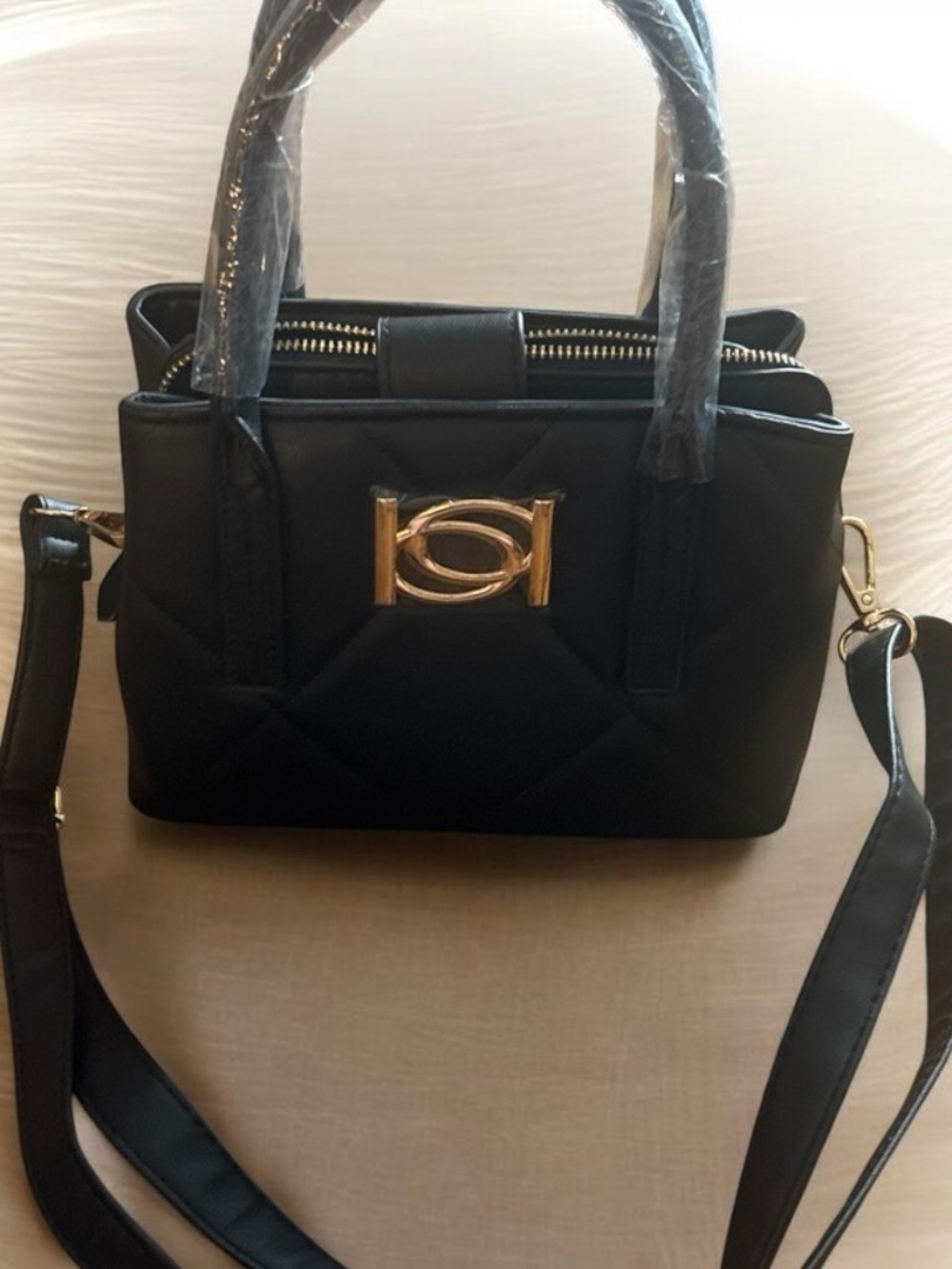 Classic Black Quilted Satchel Handbag - Unbranded